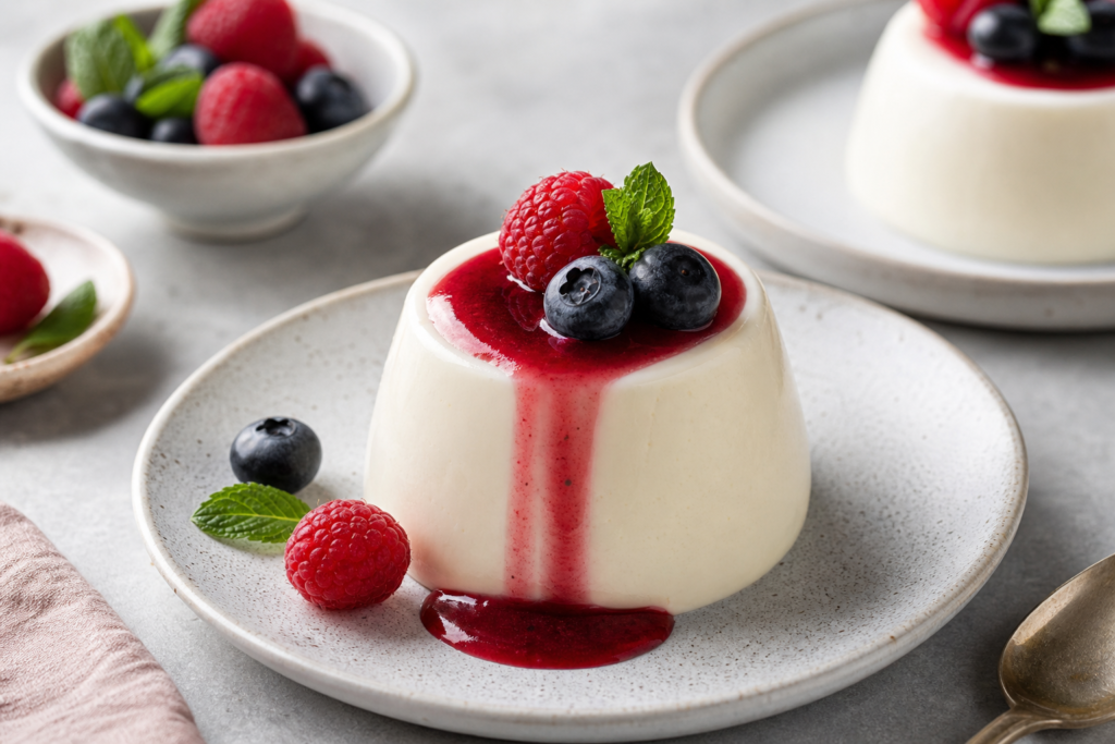 A finished serving of Panna Cotta