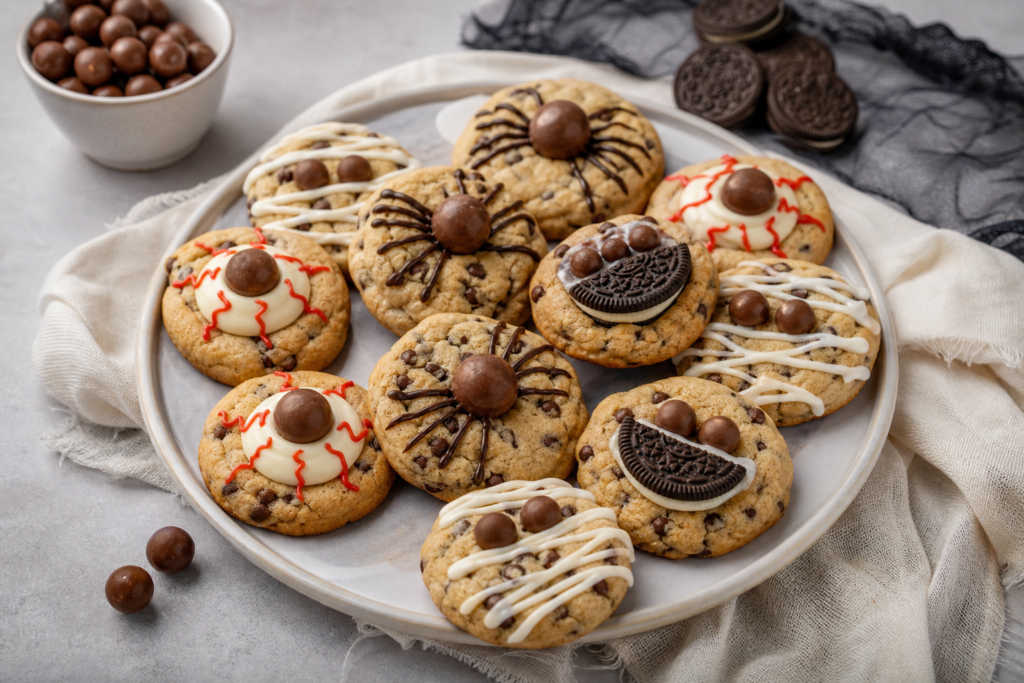 A finished serving of Quick and Easy Halloween cookies
